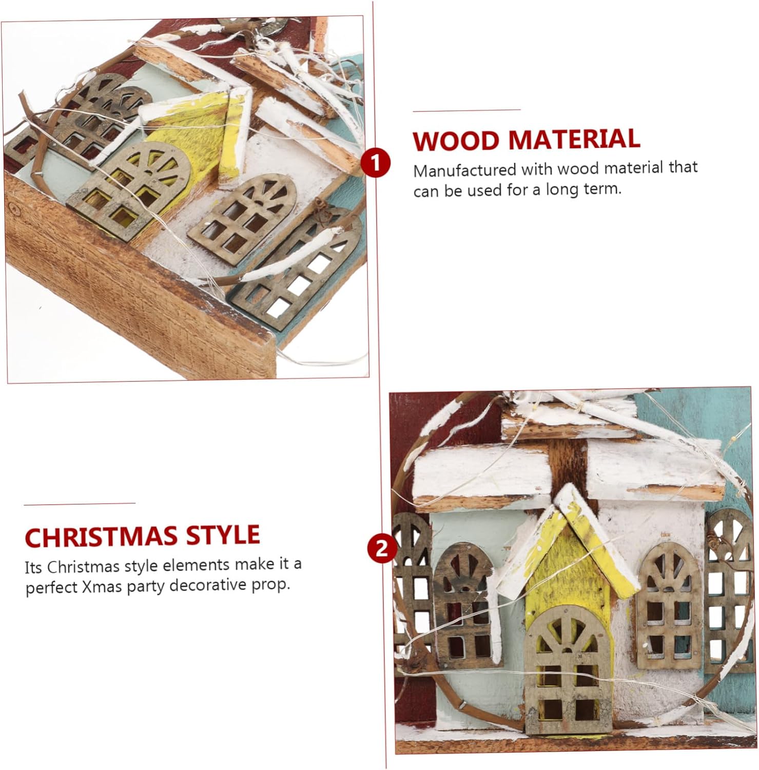 LIFKOME 1pc Christmas Mini House Ornament Delicate Decor for Holiday Party Xmas Decoration for Home Living Room Bedroom Non-Battery Operated and Charming Holiday Accents