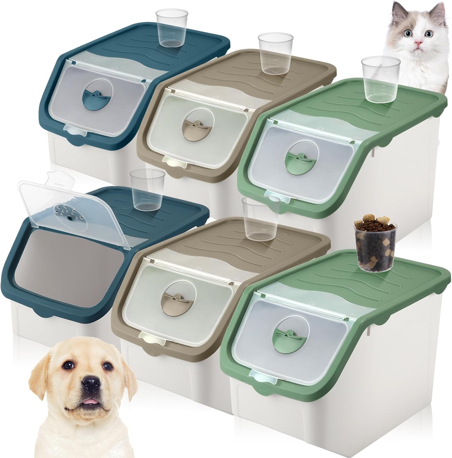 Bokon 6 Pcs Dog Food Storage Container with Lids and