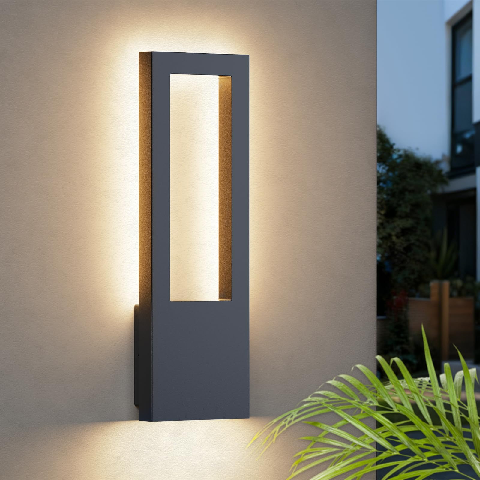 Aipsun 30W Applique da Esterno/Interno,Lampada da Parete Illuminazione 3000K Bianco Caldo Ip65 Impermeabile|Applique Rettangolari Per Terrazza Ingresso,Alluminio,Antracite
