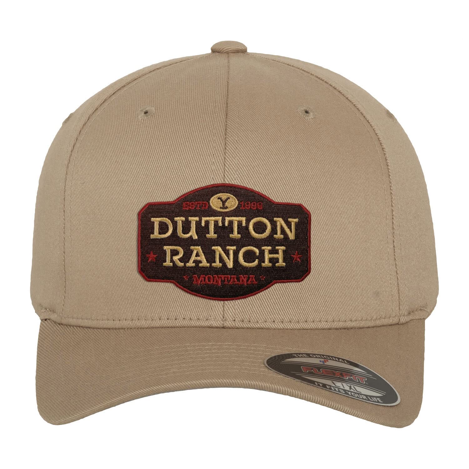 Yellowstone Unisex Khaki Officially Licensed Dutton Ranch Flexfit Baseball Cap (Khaki), Small/Medium