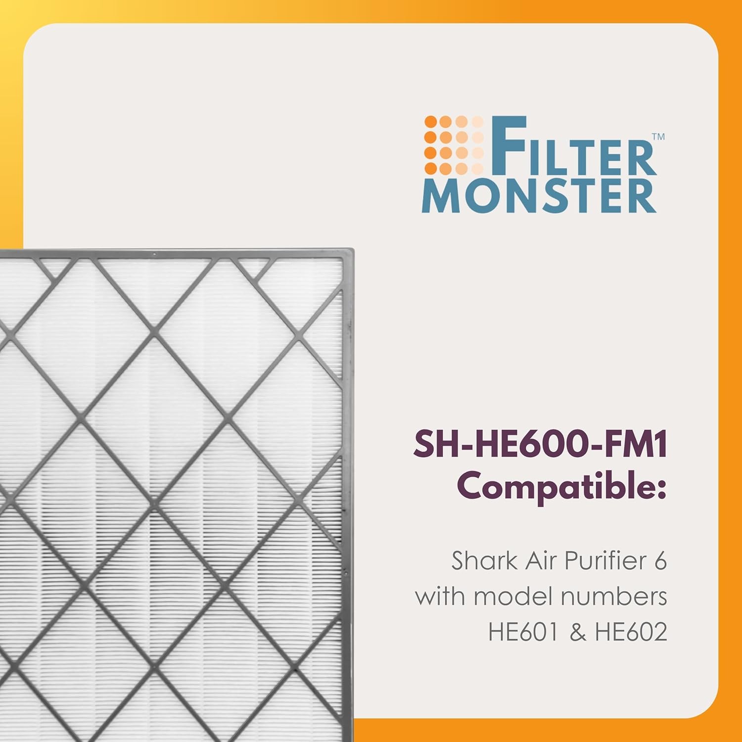 Filter-Monster – Replacement Filter – Compatible with Shark HE600 Air Purifier 6 Series Purifiers - Models HE601 and HE602