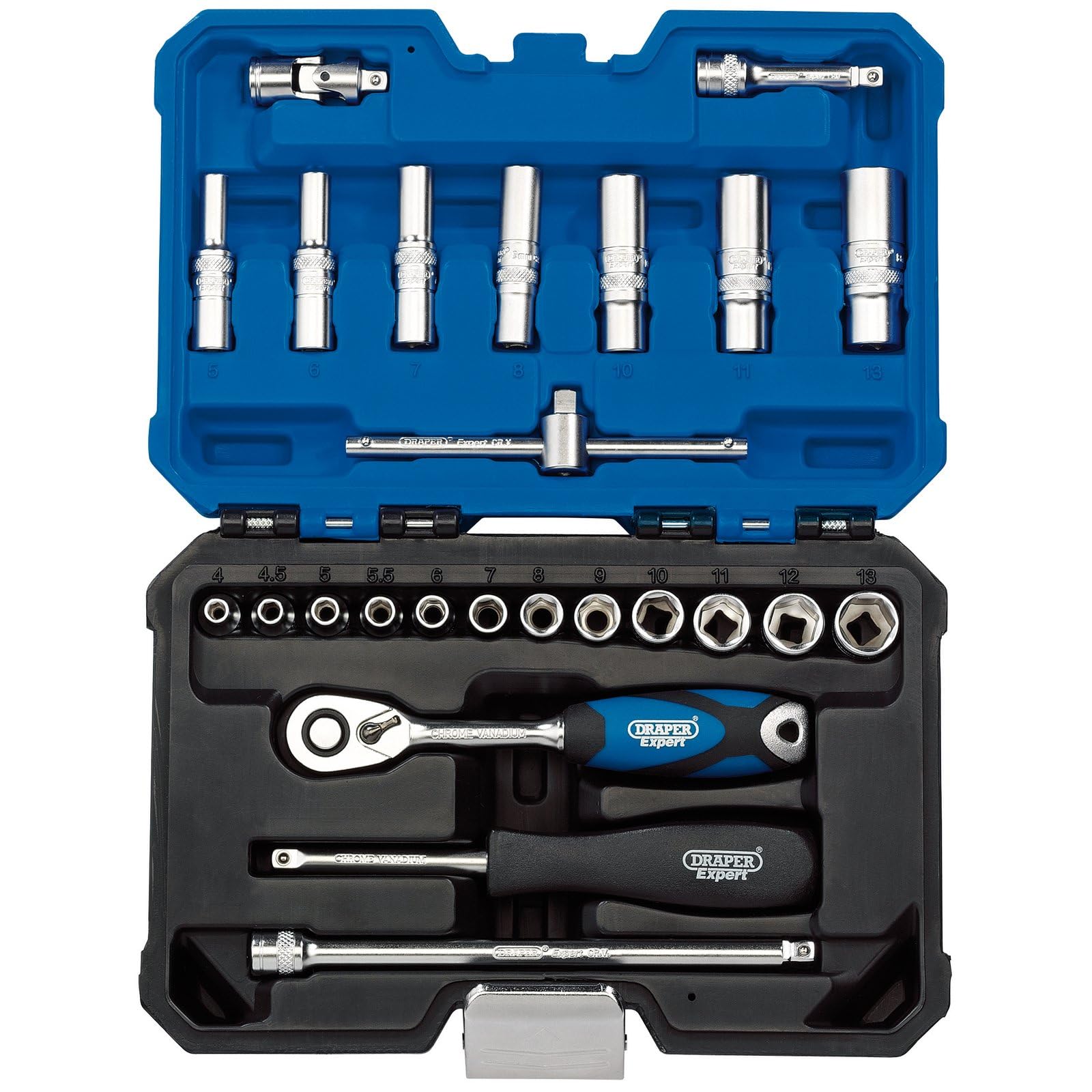 Draper 25 Piece 1/4" Drive Hex Socket Set Metric 1/4"