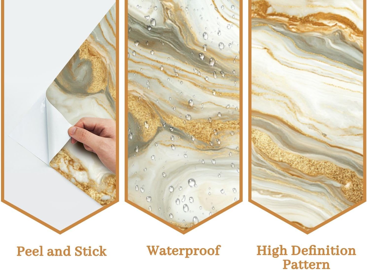 Gold Veins Swirling Wall Mural Gold Veins Marble Wallpaper Swirls Texture Peel & Stick Wallpaper Removable Self-Adhesive Large Wall Sticker Wall Decor for Bedroom Living Room Nursery 100"x144"