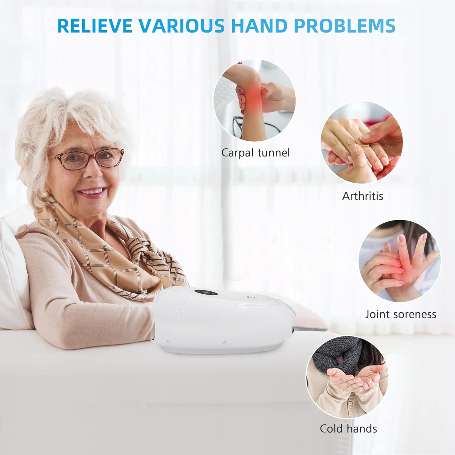 Comfier Cordless Hand Massager with Heat,Compression & Vibration,Electric Kneading Massage Machine for Hands with APP Control,for Arthritis,Carpal Tunnel,Wrist Finger Numbness(White),Gifts for Dad : Everything Else