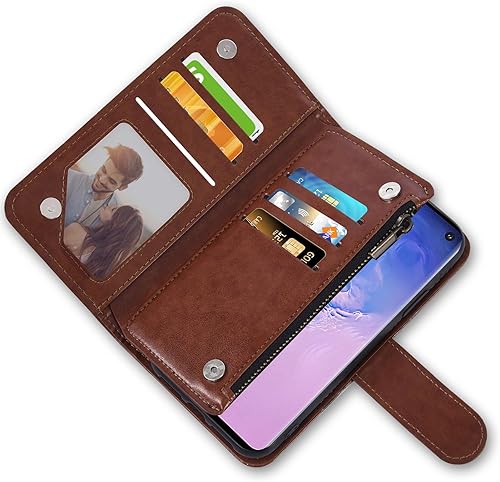 Miniatura 5 de Asuwish Funda de teléfono para Samsung Galaxy S10 con protector de pantalla de vidrio templado y soporte de tarjeta de crédito con tapa de flores de