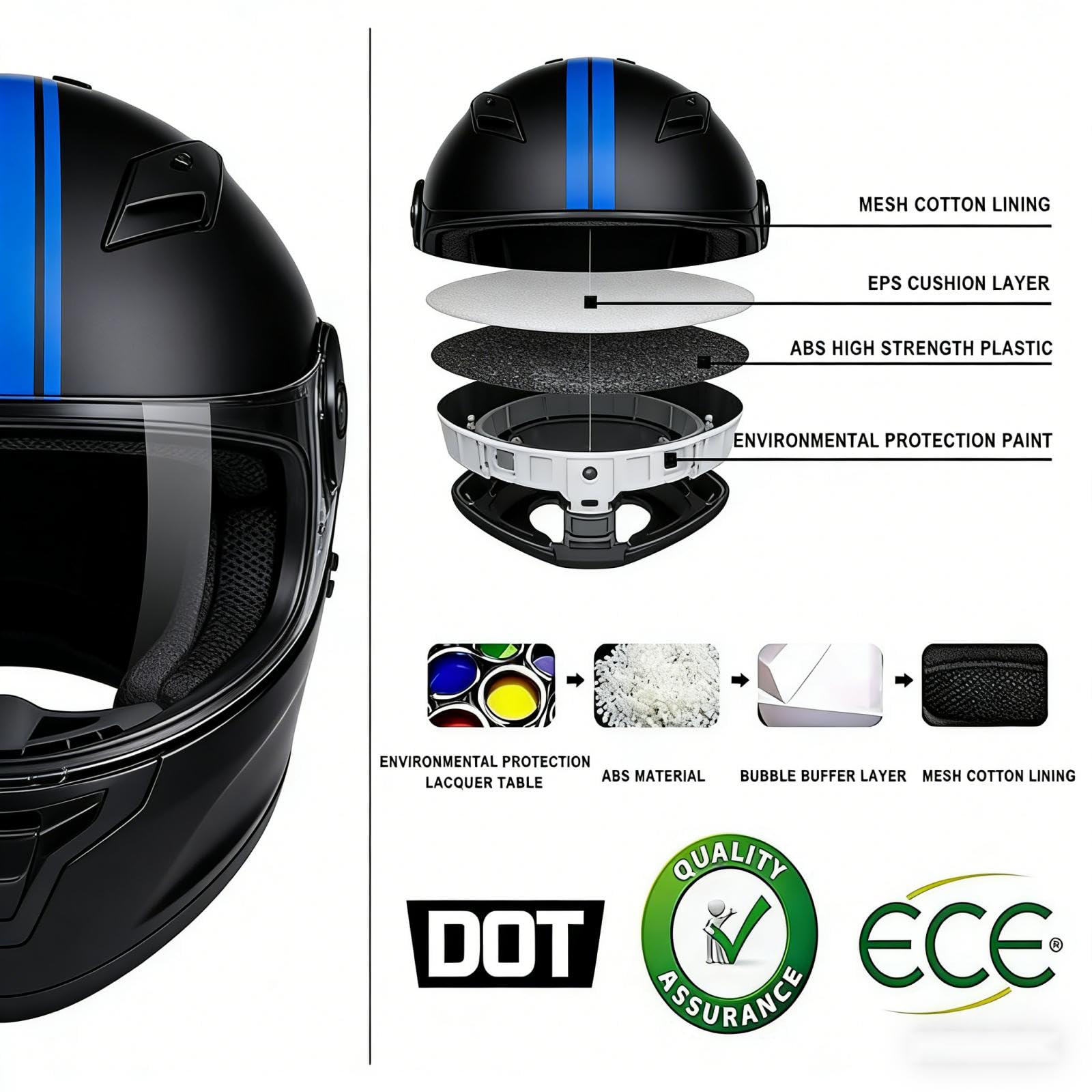 Modulable Casque Flip-Up Bluetooth Moto IntéGré Casque avec Double Visière ECE Homologué Casque Moto Intégral Casque Scooter Moto Anti-BuéE Double Miroir Homme Femme Anti-Collision Casque