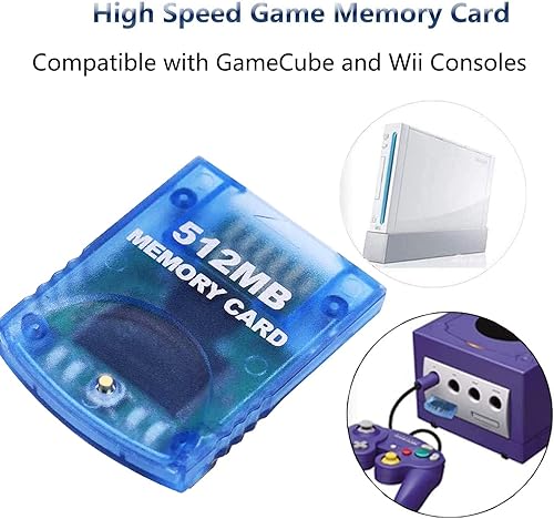 Miniatura 2 de Mekela Tarjeta de memoria de 512 MB 8192 bloques compatible con Wii Gamecube Game Cube NGC GC azul