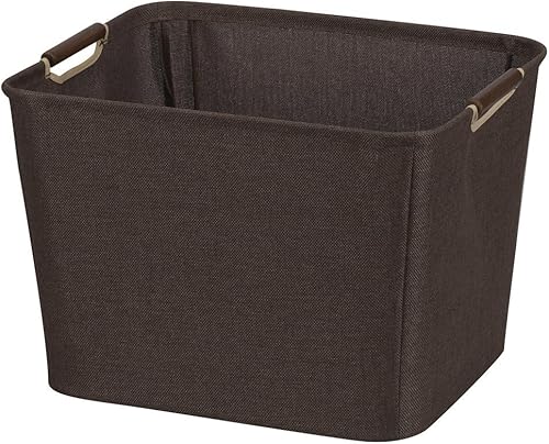 Miniatura 5 de Cesto de almacenamiento pequeño con mango de madera, de Household Essentials, gris, S