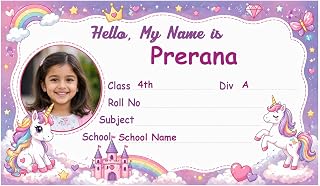 Personalized Name Labels for Kids | Custom Photo Name Stickers for School Books, Notebooks | Waterproof Self Adhesive Book... Price In India