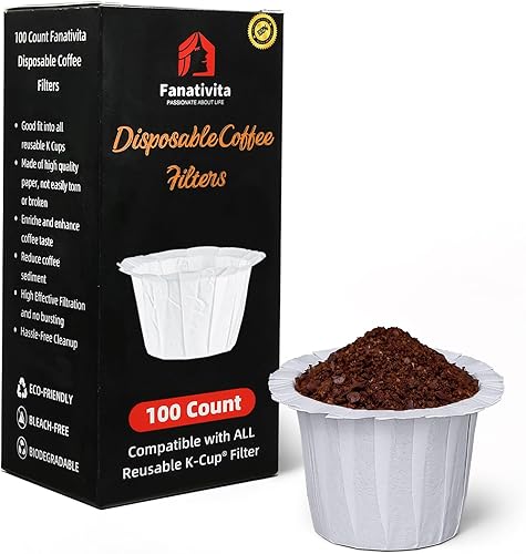 Fanativita 100 filtros de café K Cup desechables para Keurig taza individual, compatibles con todas las tazas K reutilizables para Keurig (blanco)