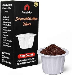100 Count Fanativita K Cup Coffee Filters Disposable for Keurig Single Cup, Compatible with
