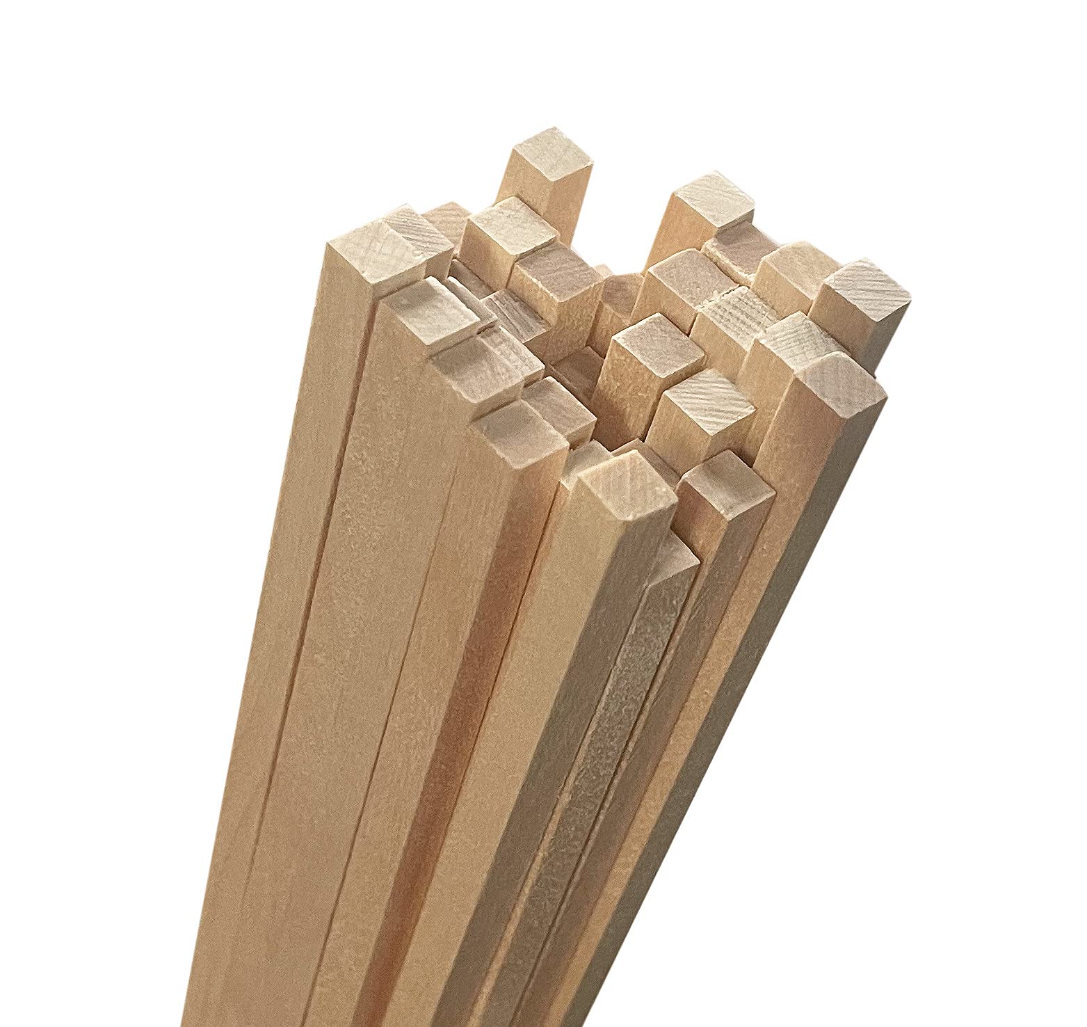 Lot de 50 bâtonnets en bois (carrés, 5x5 mm, longueur 60 cm, bois de bouleau)