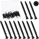 Swpeet 50Pcs M7 x 50mm Black Zinc Plated Carbon Steel Confirmat Screws Assortment Kit, Phillips Drive Countersunk Self-Tapping Furniture Connecting Screw for Assembly and Mounting