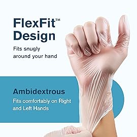Ridex Disposable Gloves Latex-Free Clear Vinyl Gloves [100-Count] Powder-Free All-Purpose Gloves, Dispenser Box Gloves 100 Pieces - Size X-Large Glove Medical