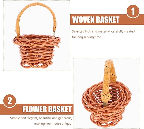 Miniatura 6 de Yardwe Mini cesta de pícnic, 10 unidades, cesta de ratán en miniatura, pequeña cesta tejida para niña de flores, cestas de casa de muñecas, adorno