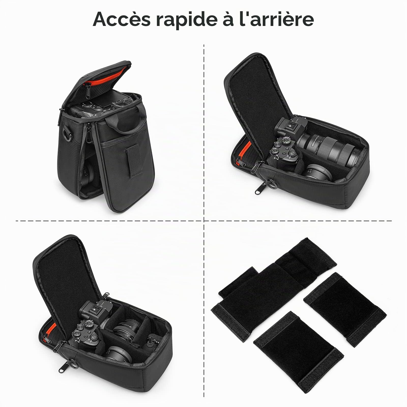 S-ZONE Sac pour Appareil Photo étanche Résistant Aux Chocs étui D'insertion D'appareil Photo Sac D'insertion de Protection D'appareil Photo Reflex Numérique Rembourré Pratique