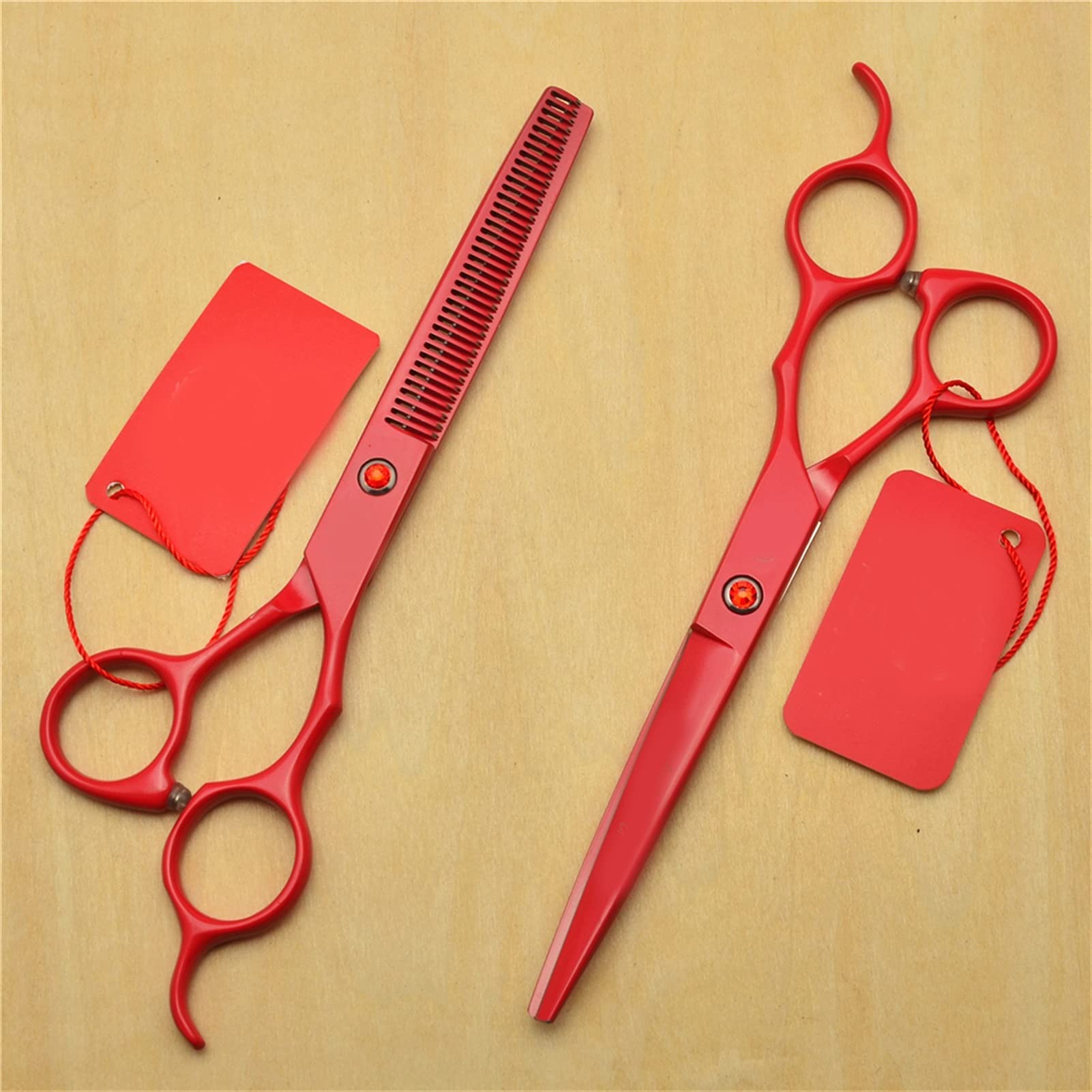 Ciseaux de coiffure rouge YZCIS et ciseaux à effiler pack de 2 pièces sans boîte - 8