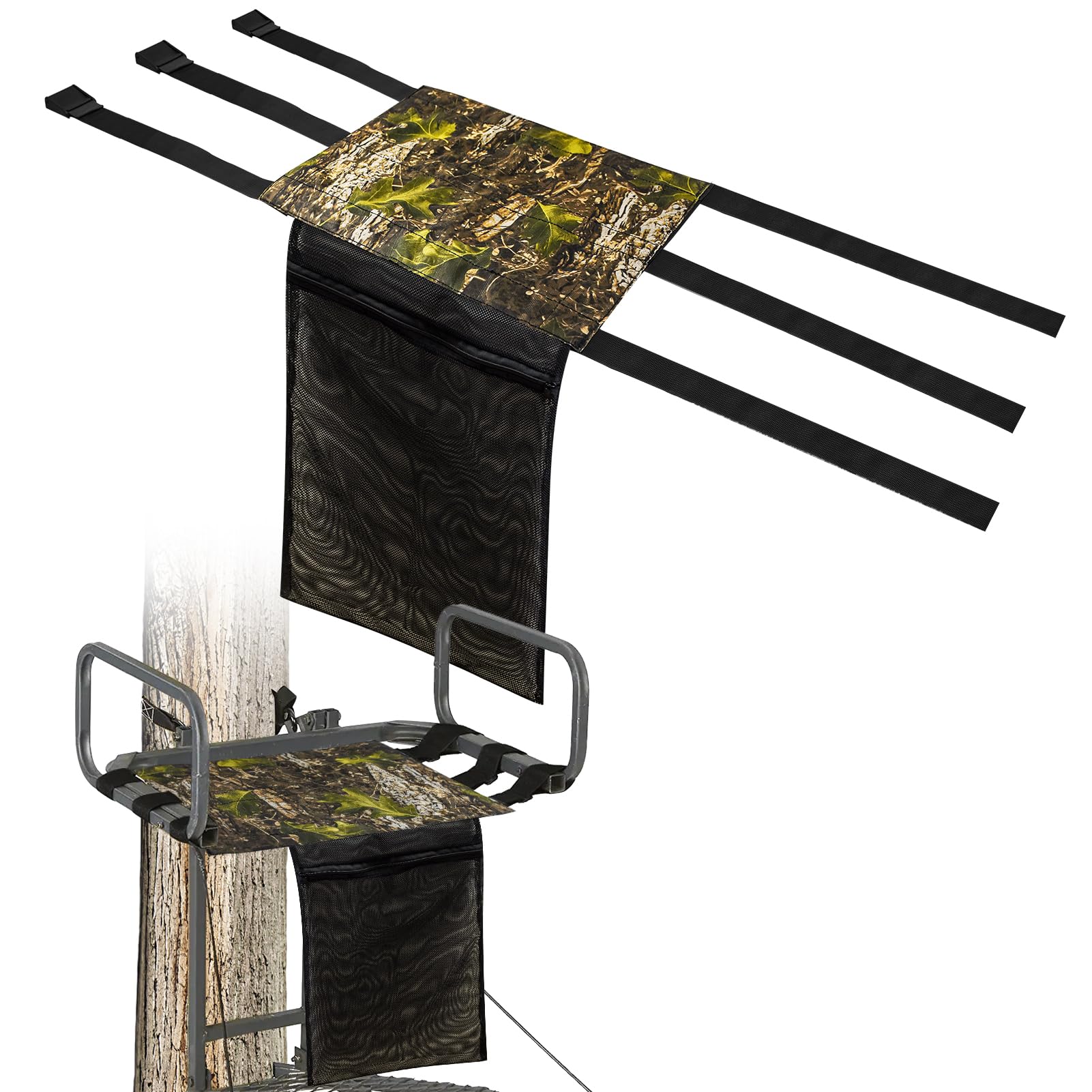 Universal Tree Stand Seat Replacement with Pocket, 16 X 12Inch Lightweight Replacement Treestand Seat with Adjustable Strap Hunting Accessories Fits All Ladder Stand, Works On Climbing Treestands