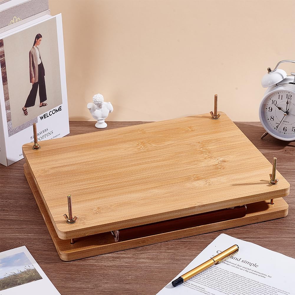 OLYCRAFT Handmade Book Binding Tool 15x11 Inch Wooden Books Binding Press Wooden Books Press Tools Portable Bookbinding Kits Tool Rectangle Bookbinding Tools with Screws for Book Flower Pressing Craft
