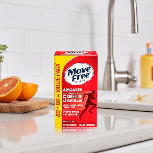 Miniatura 10 de Move Free Suplemento avanzado de glucosamina condroitina + fructoborato de calcio para apoyar las articulaciones, apoya la movilidad, la comodidad,