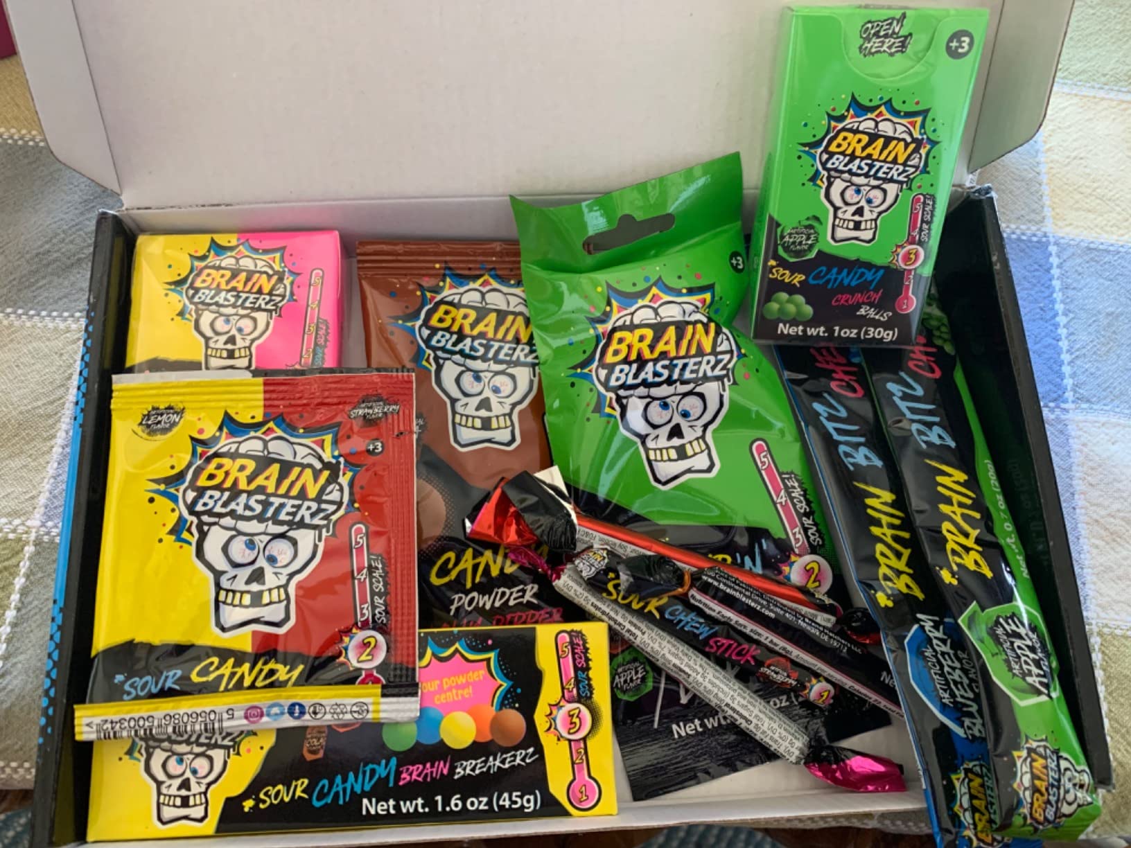 Sour Candy Small Gift Box by Brain Blasterz | Now with Level 5 | Hard Sour Candy, Sour Chew Bar, Lollipop, Sour Powder | Birthday Candy | 22 pieces, 13oz photo review