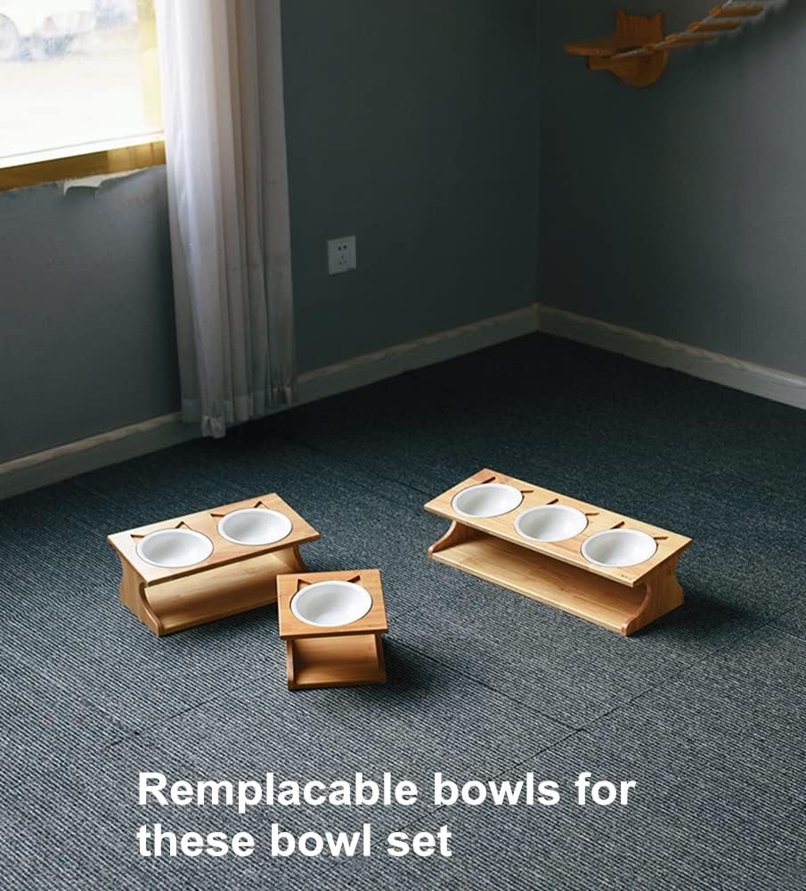 2-Pack Ceramic Pet Bowls for Cat and Dog - Food & Water Dish Set, Made of Food-Safe Bone China, Easy Clean & Dishwasher Safe, Ideal for Multiple Pets or Replacement