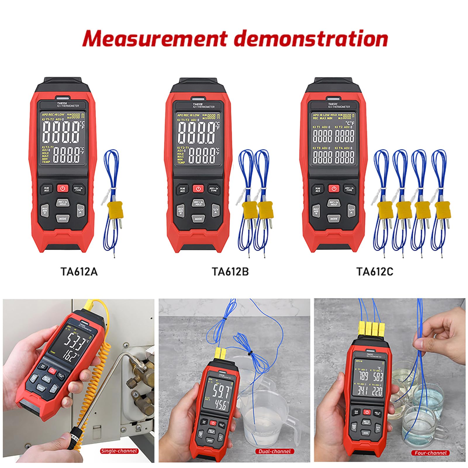 Hochpräzises Digitales K/J-Thermoelement-Thermometer mit Datenspeicher – Perfekt für Labor- und Industrieumgebungen (TA612A)