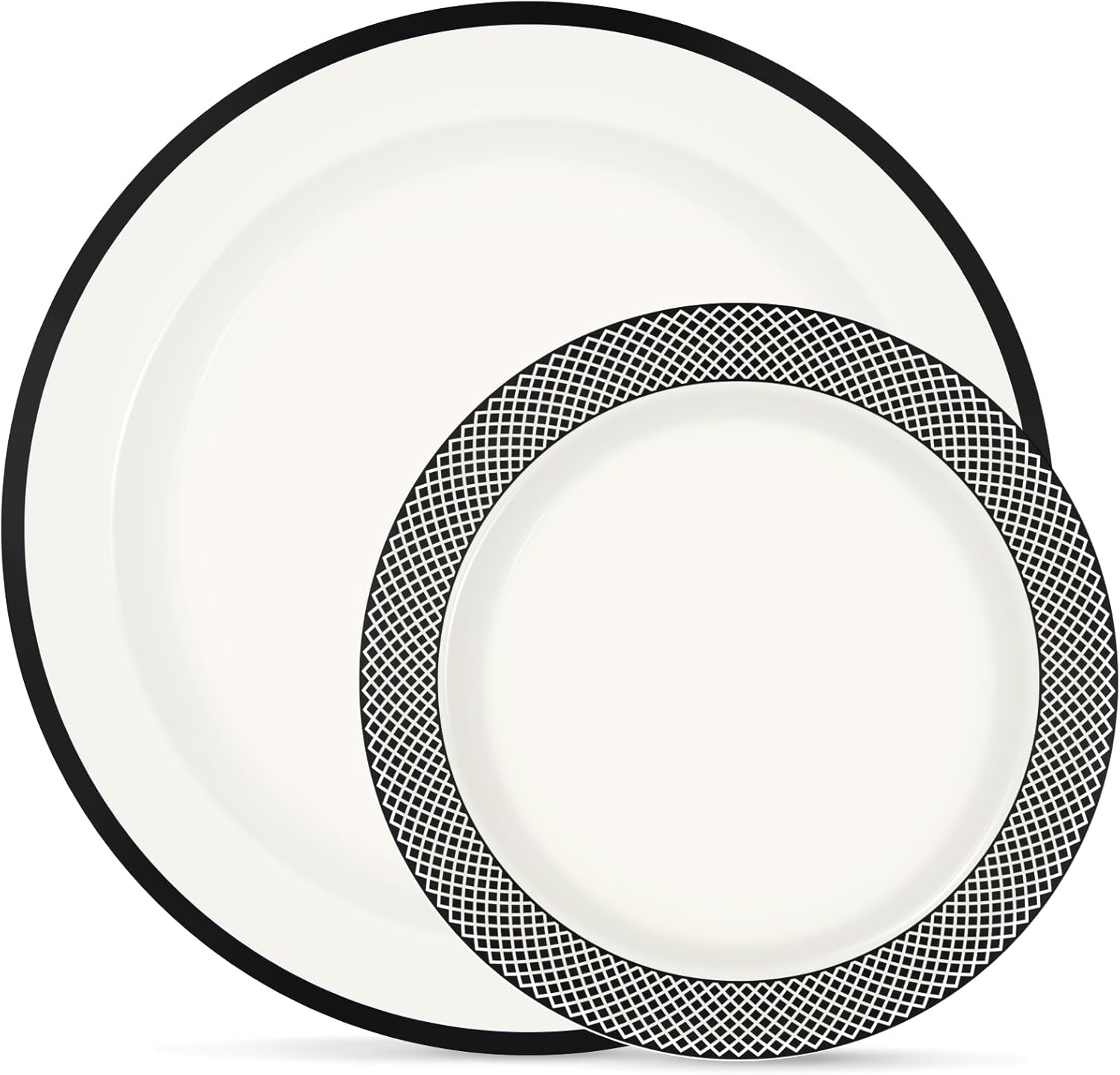 Black Plastic Plates,Black Disposable Plates Include 10.25inch Dinner Plates & 7.5 inch Dessert/Salad Plates for Party Wedding Birthday Halloween