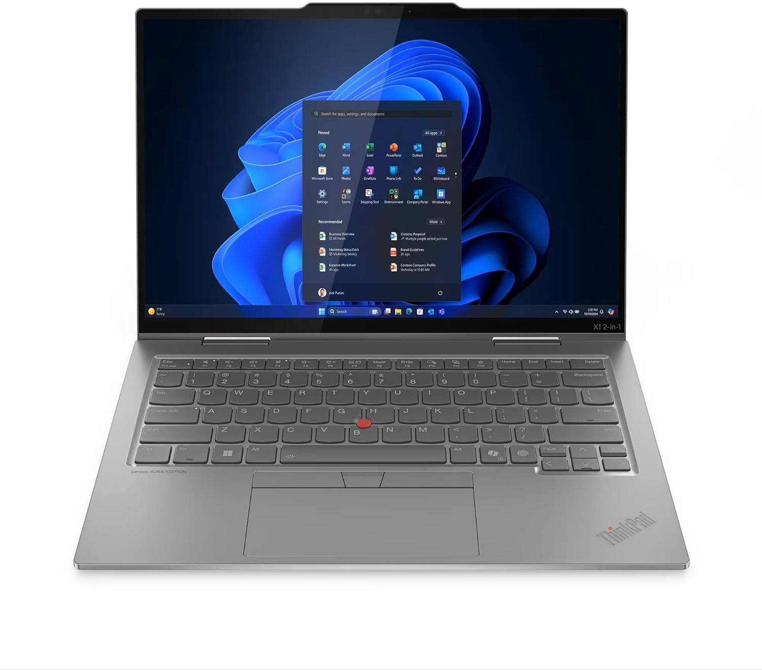Lenovo ThinkPad X1 2-in-1 Gen 10 Aura Edition Laptop with Intel Core Ultra 7 255U Processor, 14” WUXGA 500nits Touchscreen Display, 32GB LPDDR5X-8400MT/s, 1TB SSD, FHD RGB+IR Cam, Pen, and Win 11 Pro