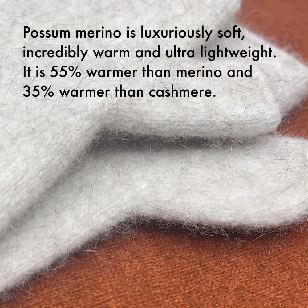 Native World Possum Merino Wool Fingerless Gloves for Women and Men, Soft Extremely Warm (Berry Red, Medium)