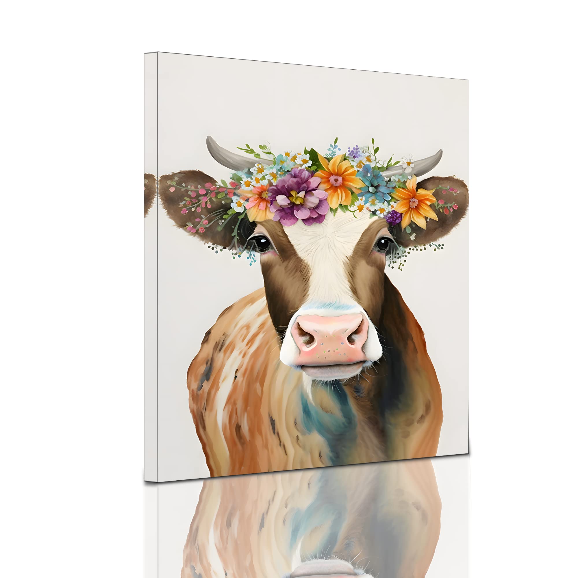 Pangoo ArtCanvas Wall Art Colorful bull abstract Wall Art pictures Artwork for walls Canvas paintings for Living Room Bedroom children's room Framed Home Decoration Ready to Hang 12x16 Inch