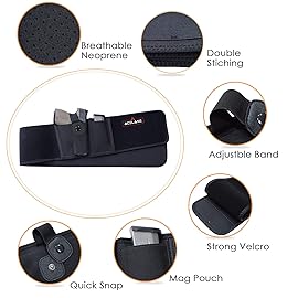 Acelane Belly Band Holster for Concealed Carry Abdominal Band Gun Holster Tactical Elastic Waist Pistols Adjustable Belly Wrap IWB OWB Mag Pouch Fits Firearm Handgun Revolvers for Men & Women
