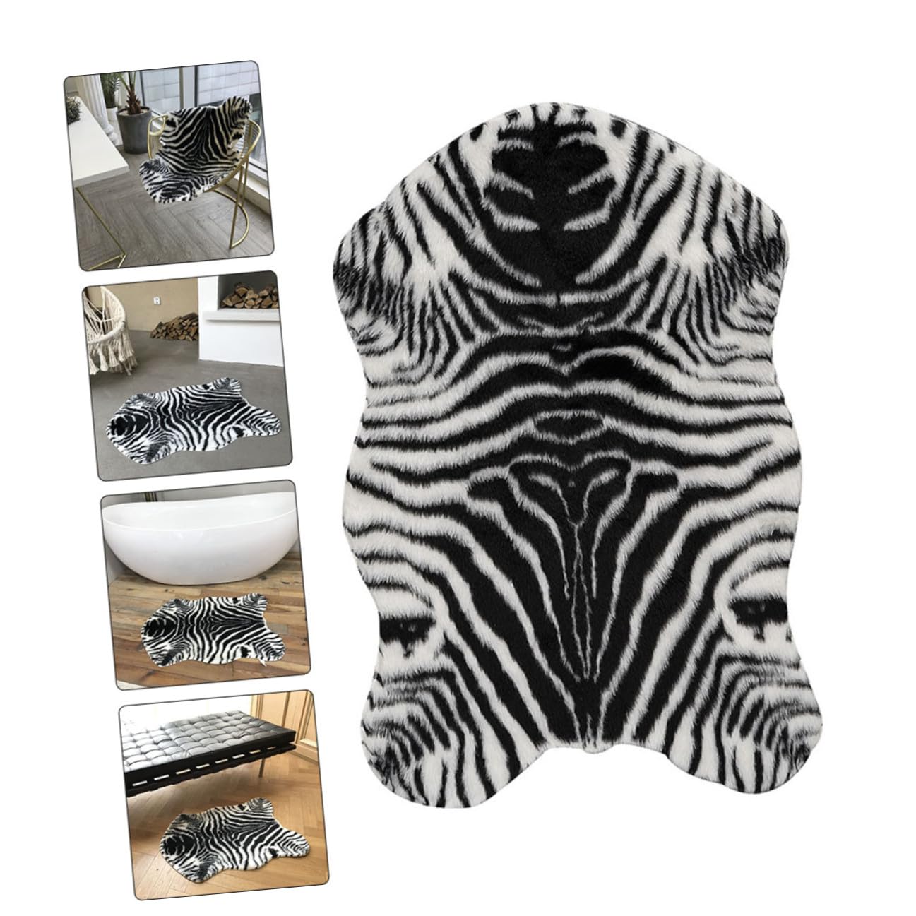 FischföRmiges Zebra-Teppich Bodenkissen rutschfeste Anti-Rutsch-Bodenmatte Weiche Hausmatte FüR Badezimmer KüChe Und Wohnzimmer