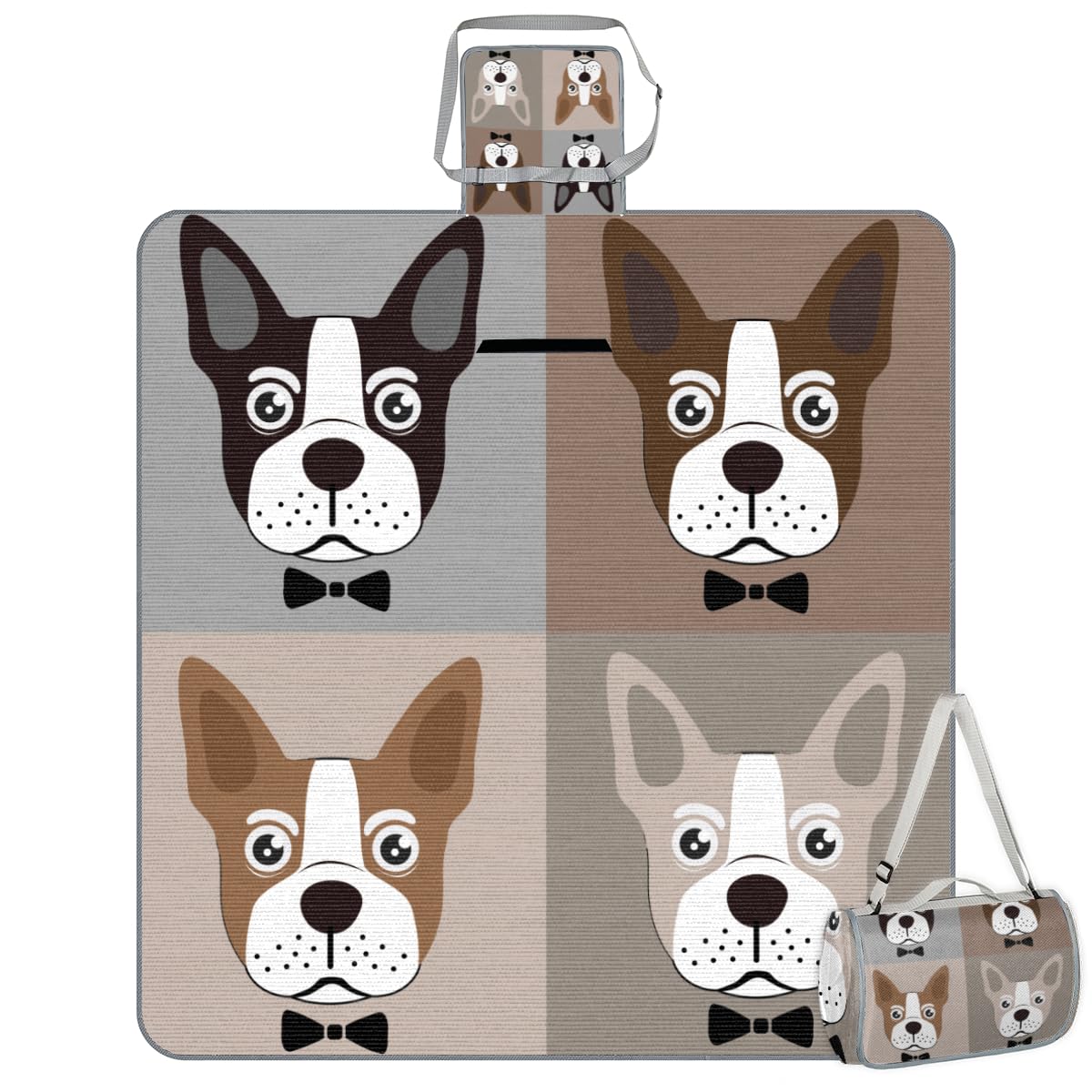 Shimoshe Picnic Blankets 57”x 59”, French Bulldog Waterproof Sandproof Picnic Mat Lightweight Foldable Beach Blanket for Camping Park Grass Beach Outdoor Blanket A1