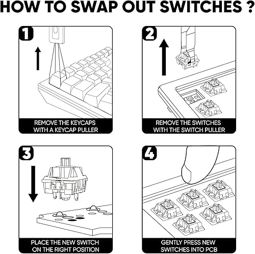 Miniatura 7 de Akko V3 Fairy - Interruptor de teclado silencioso lineal para teclado mecánico de juegos, interruptores silenciosos de 5 pines de 50 gf con