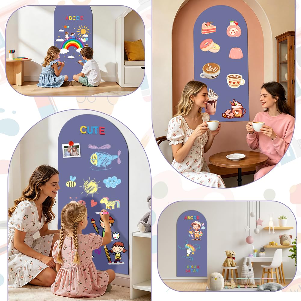 DiULi Tableau Magnetique Mural Enfant 44.5 x 100 cm, Tableau Aimante 2 en 1 Autocollant, Kit Complet avec 12 Marqueurs Craie Liquide, pour l'Apprentissage et la Creativite, Bleu