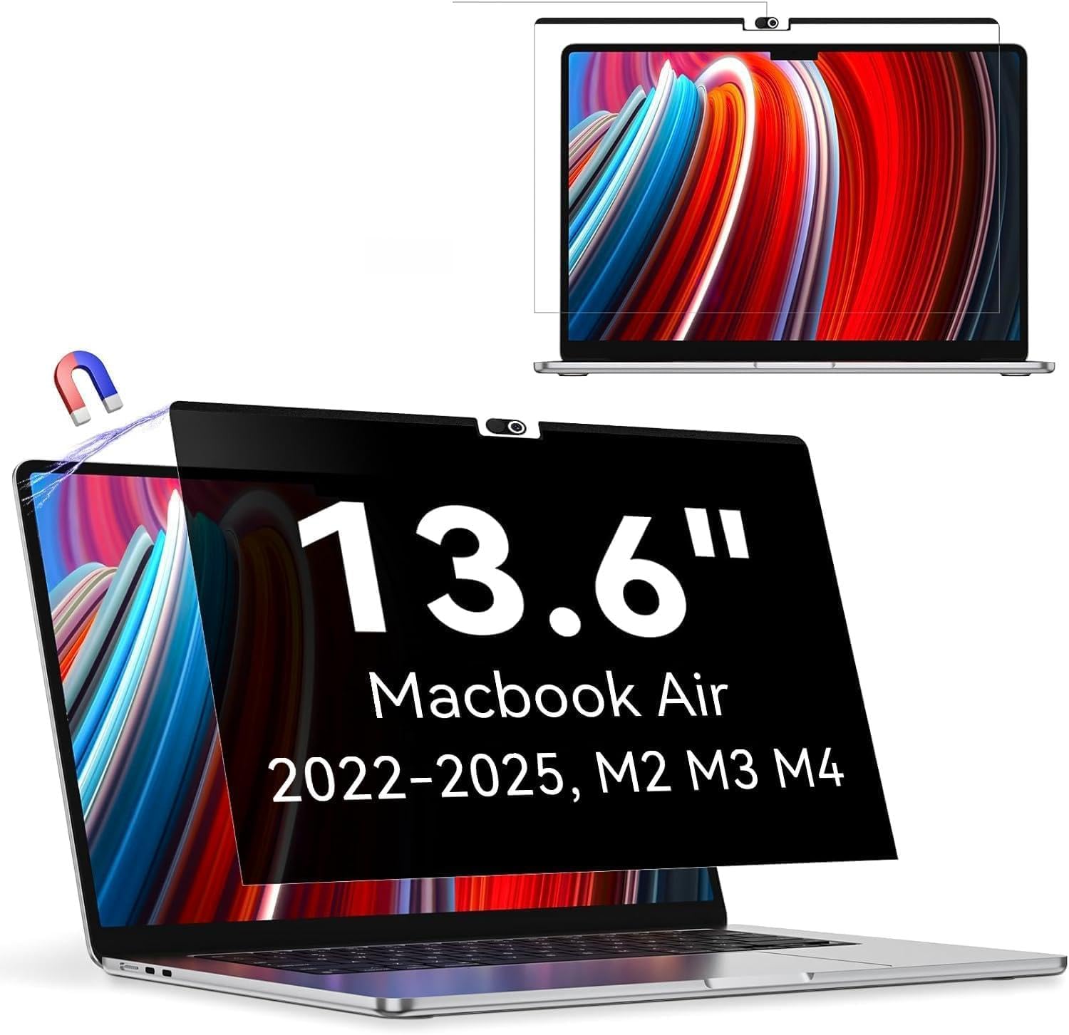 Protescreen Filtro Privacy Magnetico Premium per Macbook Air 13.6 Pollici (2025-2022,M4/M3/M2), Rimovibile Protezione schermo per Mac Air 13 M3 2024, Filtro Anti Spia Anti-Luce Blu