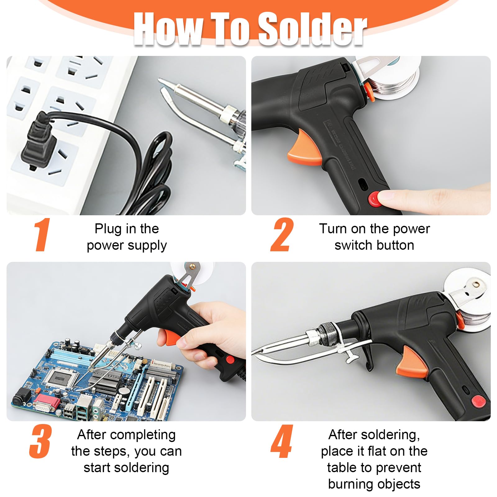 Qivine Electrique Pistolet a Souder Metal 60W, Portatif Fer à Souder avec Fil de Soudage, Kit Soudure Electronique Industriel pour le Soudage de Circuits Imprimés, la Maintenance Électrique