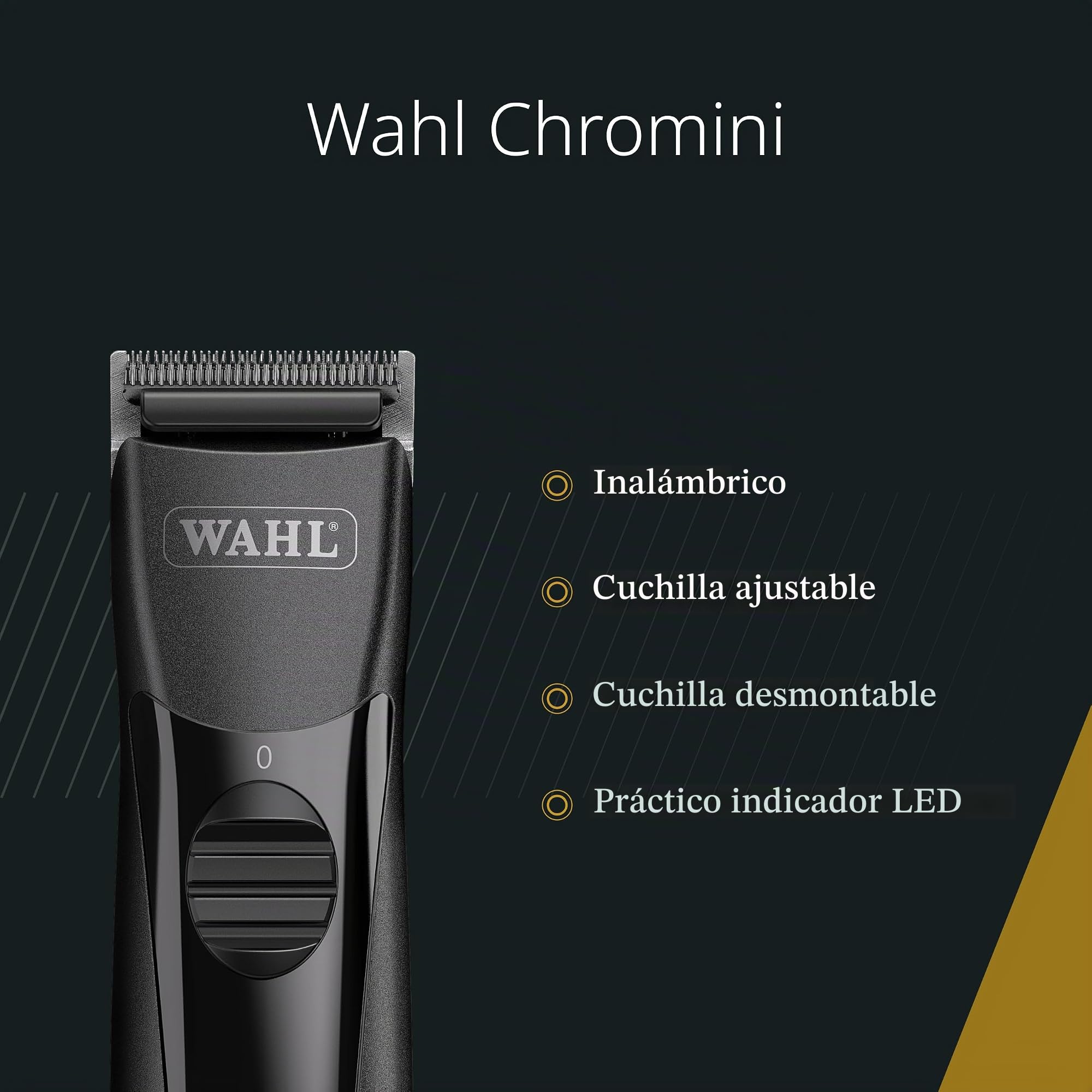 Wahl Chromini, Cortapelos de Acabado Inalámbrico, Indicador LED | Cortapelos de Acabado Inalámbrico, Cuchilla Cromada 0,4 mm de Cambio Rápido, Motor Silencioso, hasta 100 Minutos