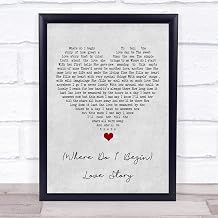 Where Do I Begin Love Story Grey Heart Song Lyric Quote Music Print