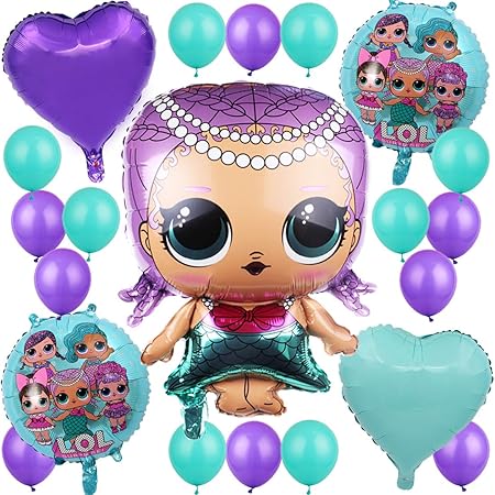 Amazon 誕生日パーティー飾り付け Lolサプライズ 人形 女 バルーン 風船 ゲーム 面白い 誕生日 ベビーシャワー 女子会 部屋 ブルー パープル ハート 可愛い おしゃれ お祝い イベント 38枚セット 風船 バルーン おもちゃ