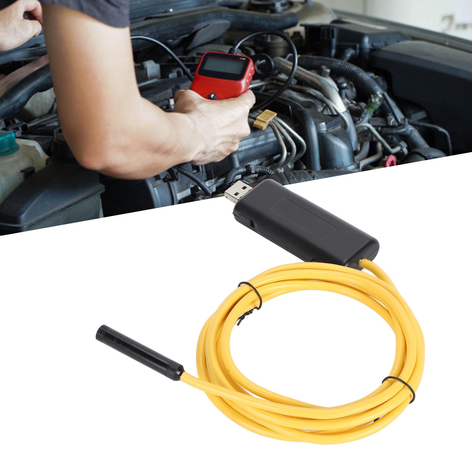 Endoskop USB, 8 Mm 720 P HD, 4 Cm Ogniskowa, Półsztywny Kabel IP67 Wodoodporny Boroskop WiFi, Kamera Inspekcyjna Typu Snake z 6 Diodami LED do Kontroli Rur Silnika Samochodowego (10 m)