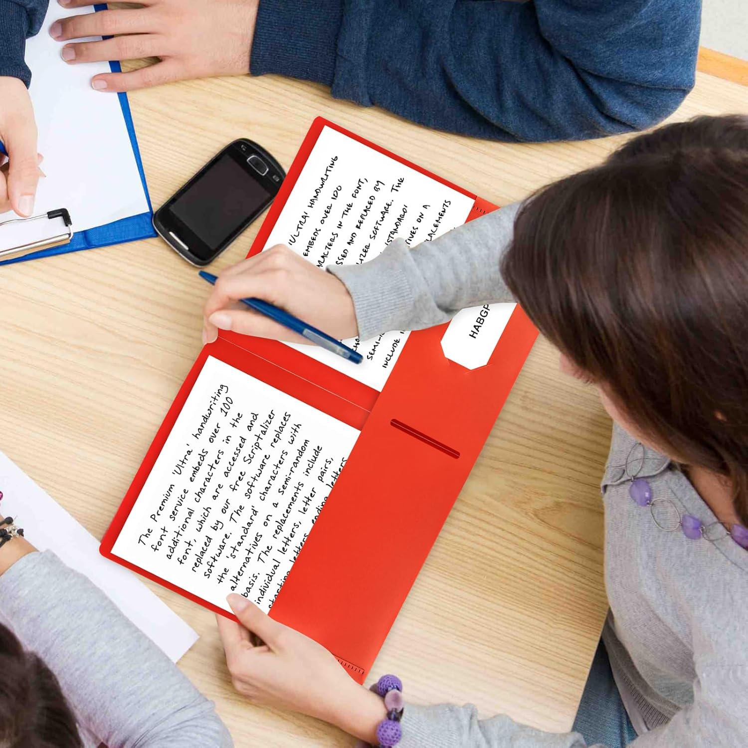 HABGP 100 Folders with Pockets, 5 Color Heavy Duty Plastic Two Pocket Folder with Business Card Holder for Office High School Business Resume