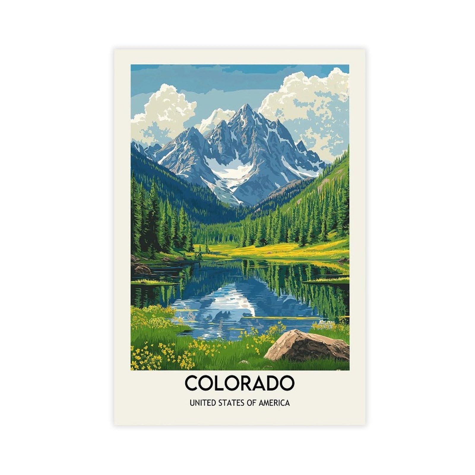 QZFNCOYU Colorado Map Poster Canvas Poster Bedroom Decor Landscape Office Room Decor Gift 12x18inch(30x45cm)