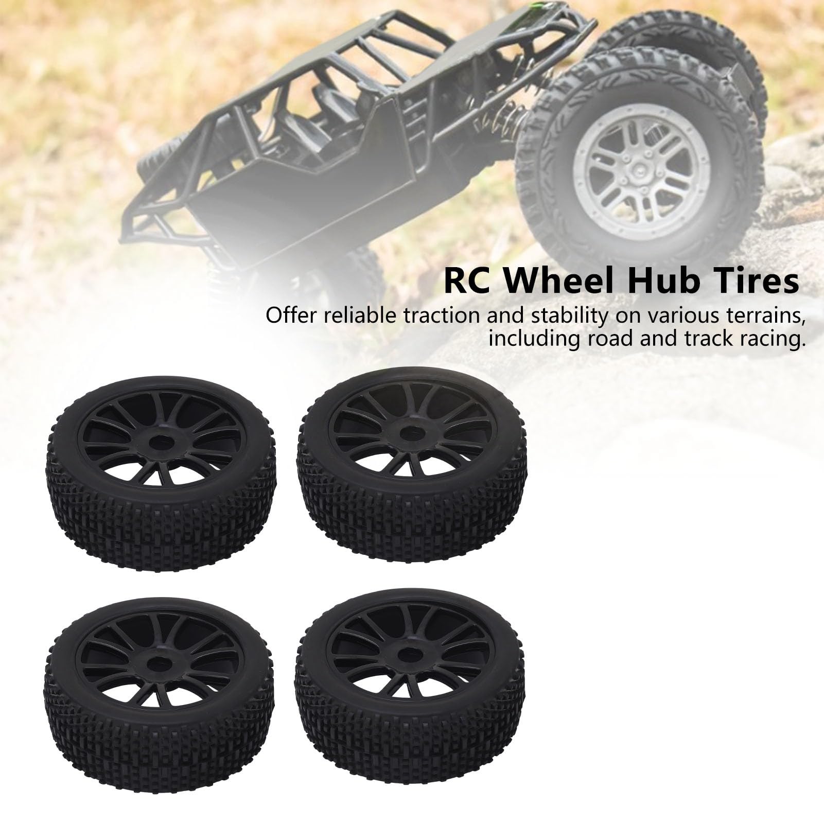 Lmrysalque 4 pièces pneus en caoutchouc RC 12 trous fonction d'amortissement de Force d'adhérence parfaite pneus de jante de roue RC pour voiture 1/8 RC