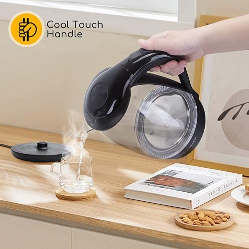 Miniatura 9 de Aigostar Prensa eléctrica Panini con ajuste de temperatura ajustable, hervidor de té eléctrico de 1,7 litros con LED iluminado