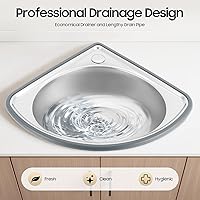 Vista 19 de Small Wall Mount Corner Bathroom Sink White Triangle Plastic Vanity Single Bowl Sink for Kitchen Bathroom Lavatory (White, Without Faucet)