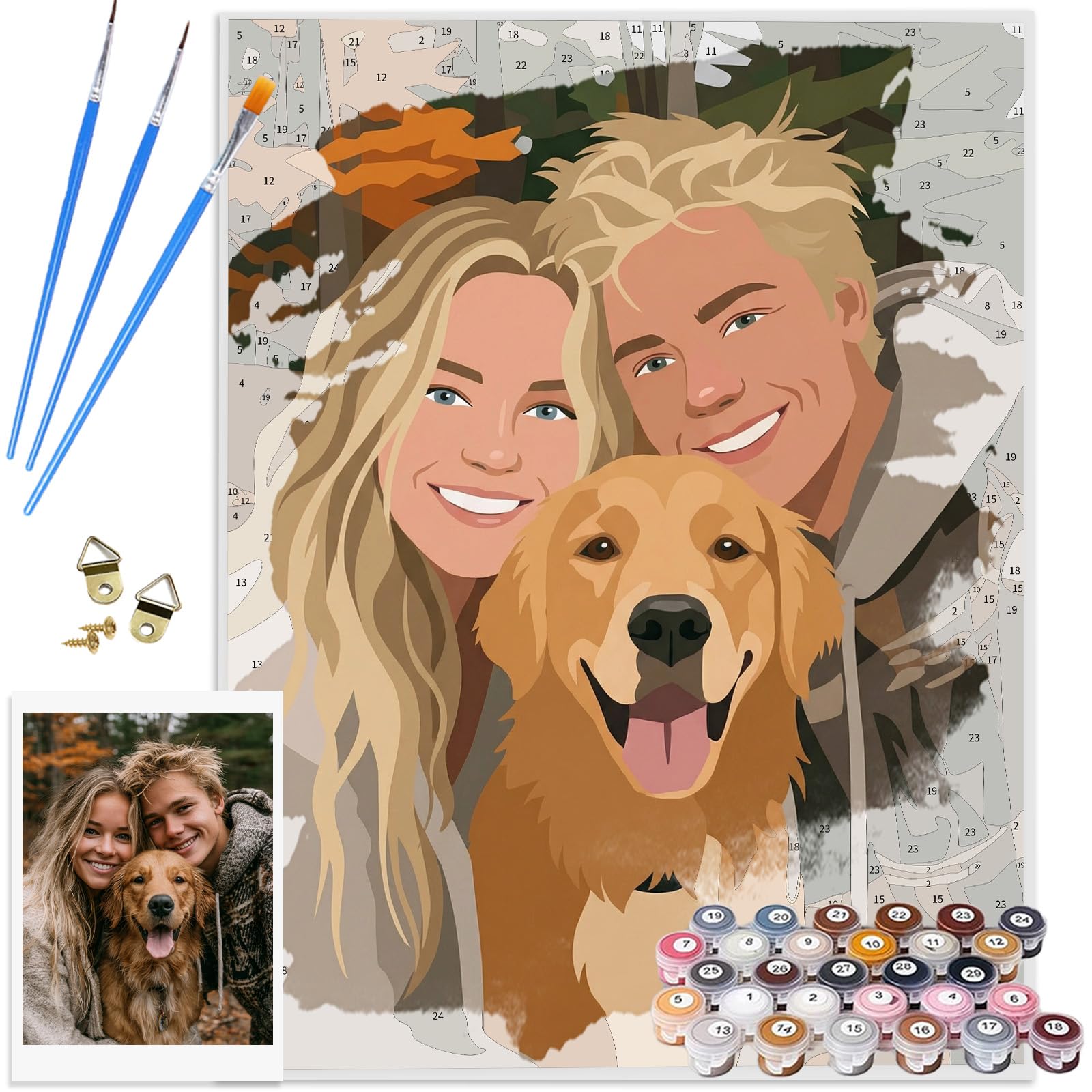 Takuno Personalised Paint By Numbers Kit for Adults Beginners Canvas Personalised Photo Change Style Paint Your Own Photo with Frame Custom Gifts for Women Friends Family Lover,Simple Art