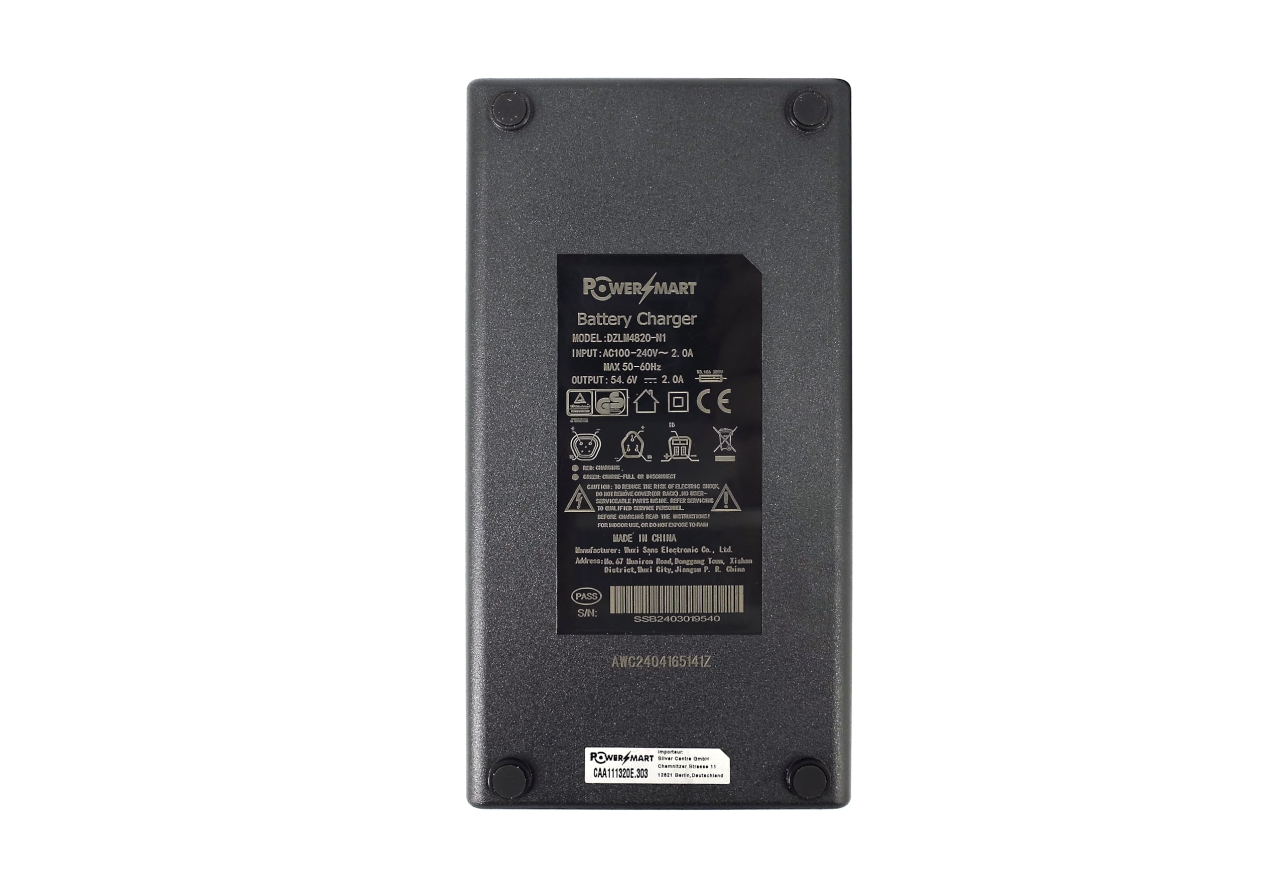 PowerSmart 54,6V 2A Ladegerät für 48V Akku von Fischer (2022 Modell) Montis EM 1724, EM 1724.1, Montis EM 1726, EM 1922, EM 2127, EM 2129
