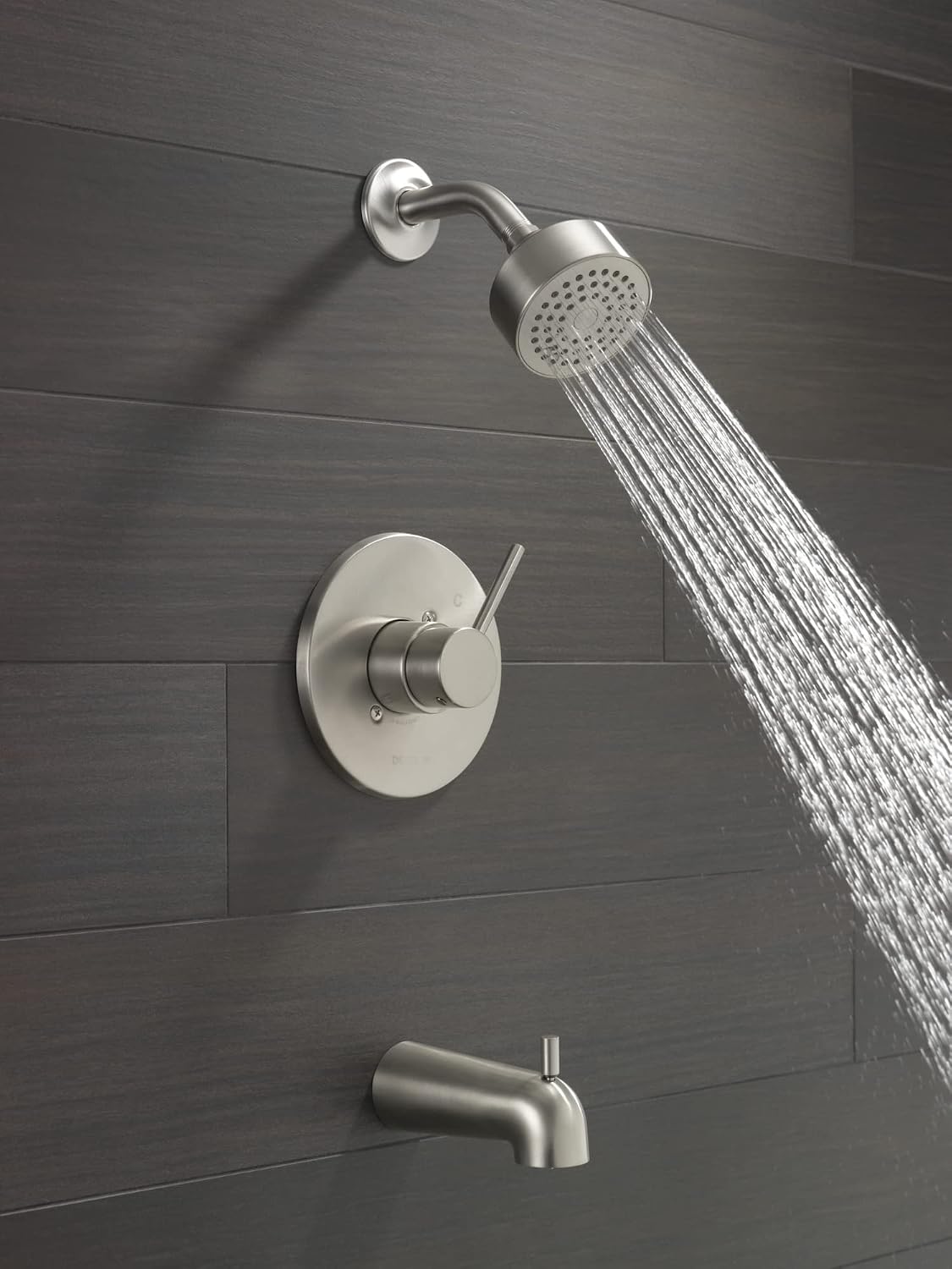 Delta Modern 14 Series Bathtub and Shower Faucet Set, Brushed Nickel Shower Head and Handle Set, Valve Trim Kit, Stainless T14459-SS-PP (Valve Not Included)